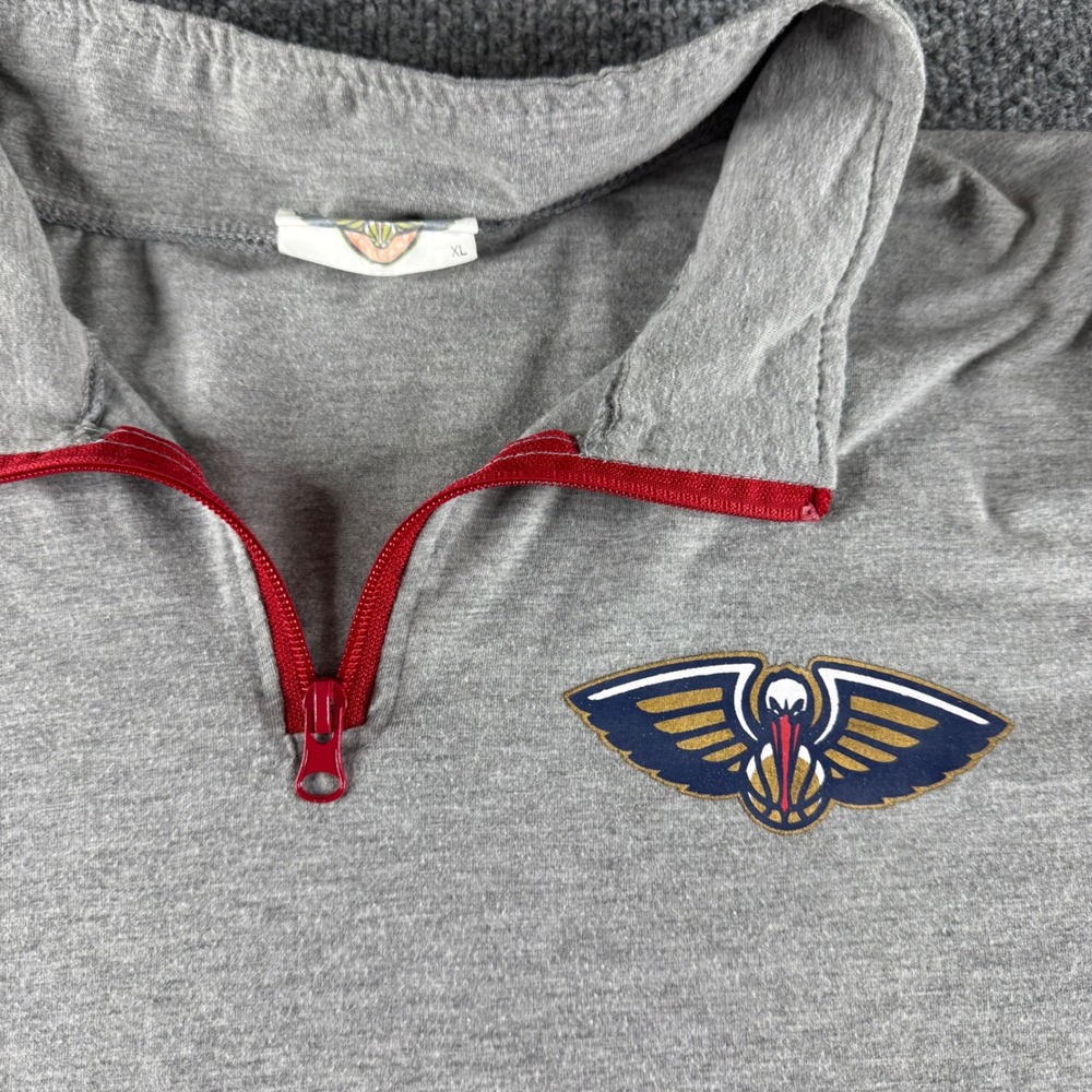 NBA New Orleans Pelicans Quarter Zip Pullover Gray Mens XL Long Sleeve Shirt - Picture 2 of 7
